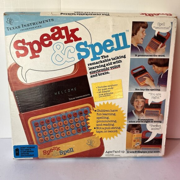 Vtg 1978 TI Speak and Spell Tested and Works Raised Buttons Orig Box & Booklet - Picture 15 of 16